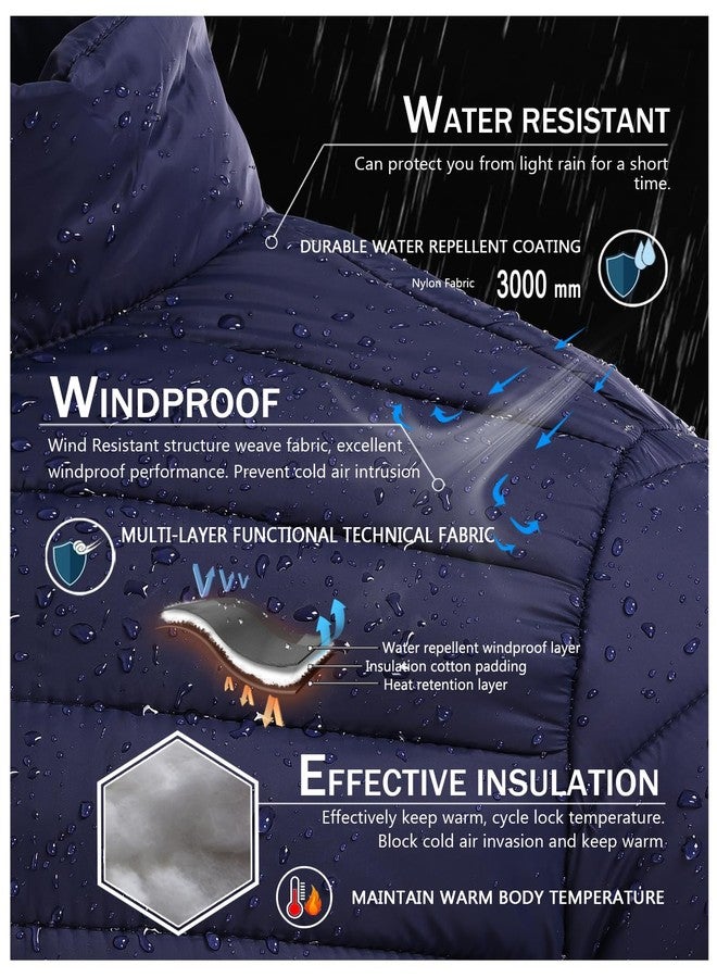SPOSULEI Puffer Jacket for Men Packable Lightweight Winter Warm Down Jackets Coats Outdoor Insulated Water Resistant Travel Hiking Camping Jacket with Pockets DarkBlue M - Image 3